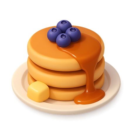 AI Pancake Stack with Blueberries and Syrup  3D Icon
