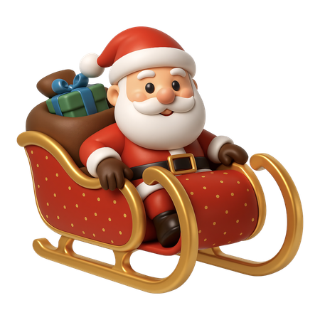 AI Papai Noel andando em um trenó clássico  Imagem