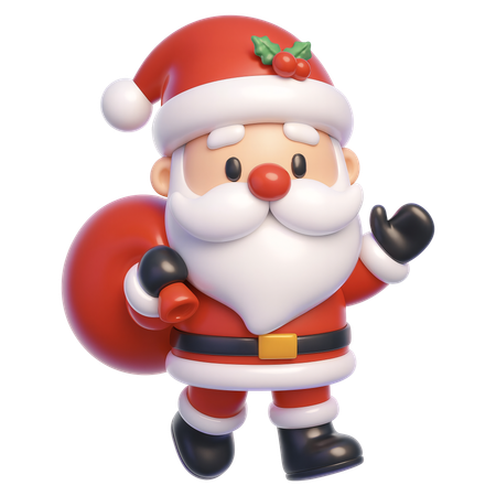 AI Papai Noel caminhando e carregando sacola de presentes  Imagem