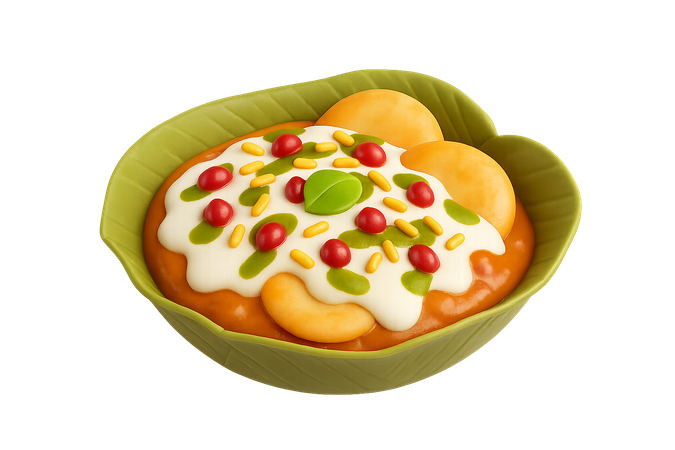 AI Papdi chaat in leaf bowl  3D Icon