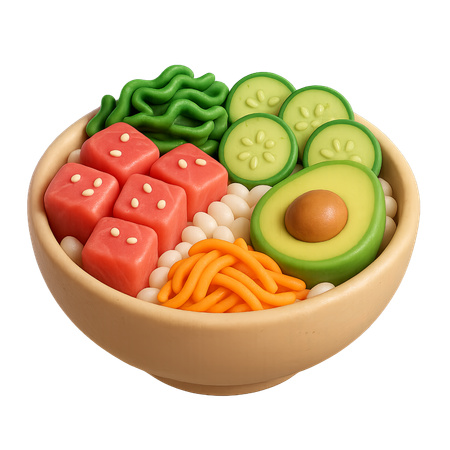 AI Poke bowl com salmão, abacate e pepino  Imagem