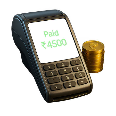 AI POS Device with Stacked Golden Coins Beside  3D Icon