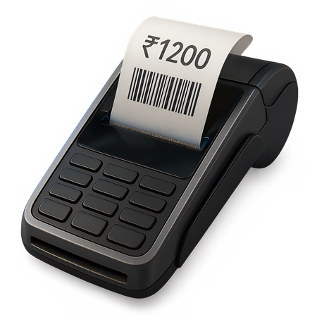 AI POS Machine Printing Bill with Barcode  3D Icon