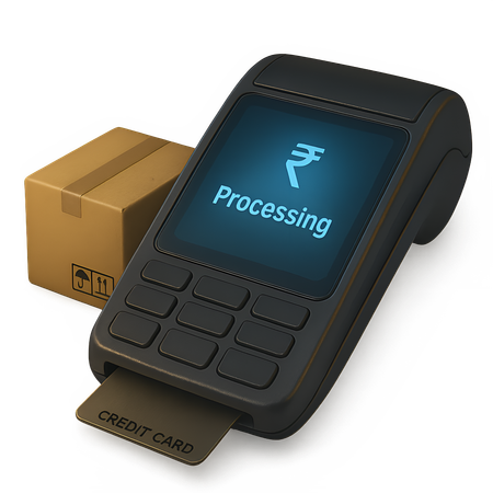 AI POS Machine with Delivery Package Beside  3D Icon