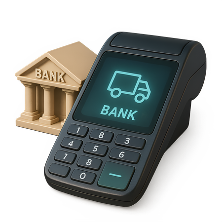 AI POS Terminal Beside Bank Building Model  3D Icon