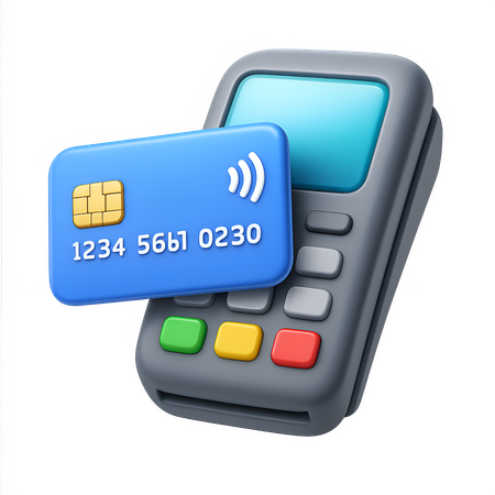 AI POS Terminal with Contactless Credit Card  3D Icon