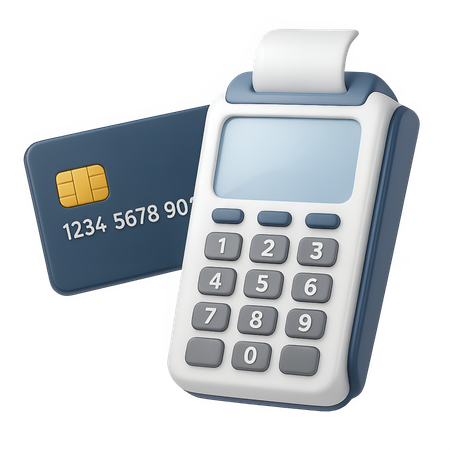 AI POS Terminal with Credit Card  3D Icon