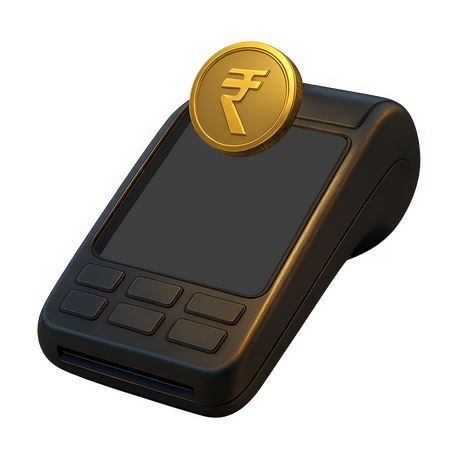 AI POS Terminal with Floating Coin  3D Icon