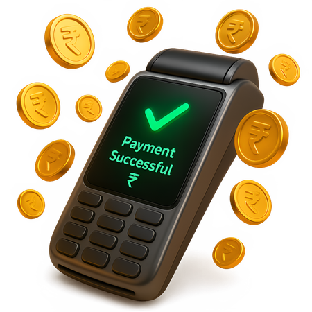 AI POS with Floating Digital Coins  3D Icon