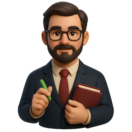 AI Professional Businessman Holding Pen and Book 3D Icon