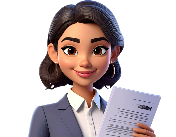 AI Professional woman holding resume for job interview  3D Illustration