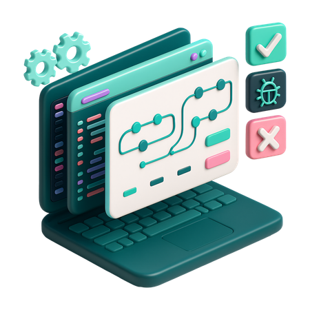 AI Project Management Dashboard On Laptop 3D Icon