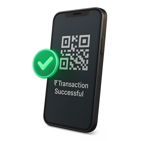 AI QR Payment Transaction Success  3D Icon