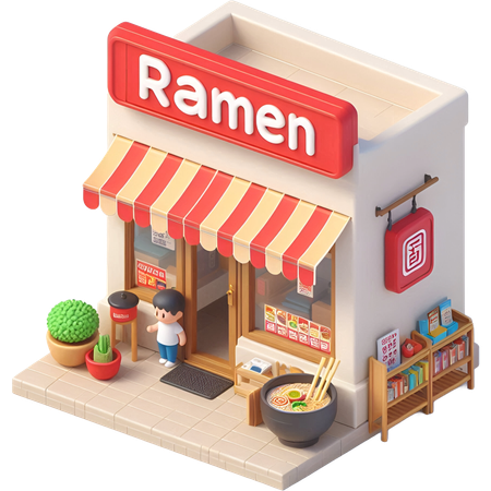 AI Ramen Shop  3D Illustration
