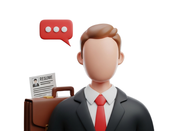 AI Ready for Success Seeking Job Opportunities with Resume and Professional Attire  3D Illustration