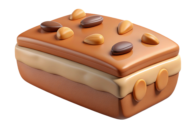 AI Realistic rendering of a delicious chocolate and nut dessert  3D Icon