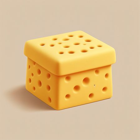 AI Recipiente quadrado com tema de queijo e furos Imagem