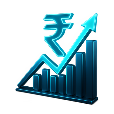 AI Rising Graph Rupee  3D Icon