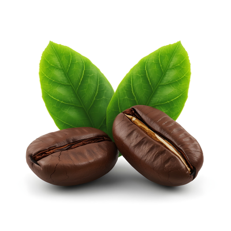 AI Roasted Coffee Beans with Leaves  3D Icon