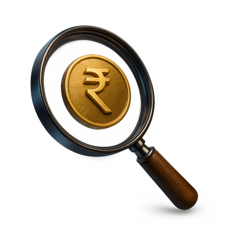 AI Rupee Magnifier  3D Icon