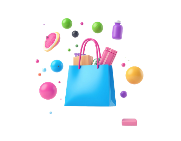 AI Sacola de compras com itens  Imagem