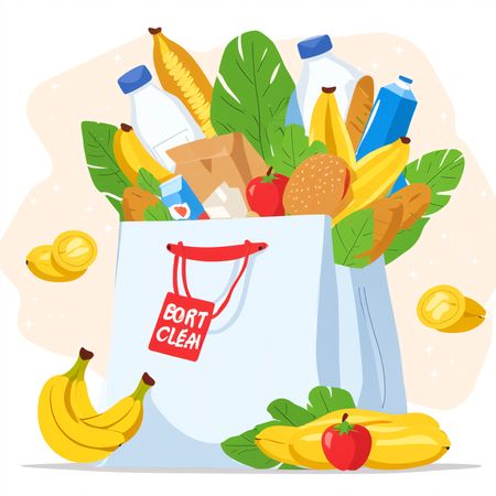 AI Sacola de compras com vários itens alimentares  Imagem