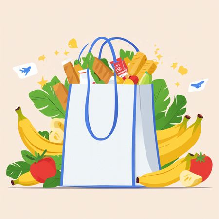 AI Sacola de compras com vários itens alimentares  Imagem