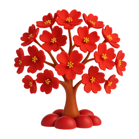 AI Sakura Arbre Rouge  Image IA