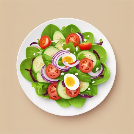 AI Salada de legumes frescos com ovo cozido  Imagem