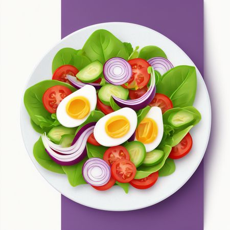AI Salada de legumes frescos com ovos cozidos  Imagem