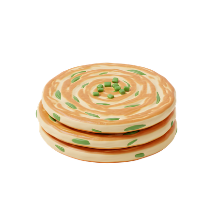 AI Scallion pancakes stack  3D Icon