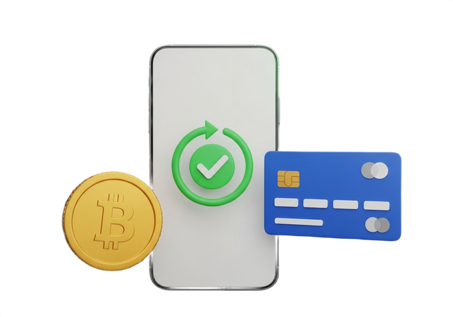 AI Seamless mobile payments with cryptocurrency and credit card integration  3D Illustration