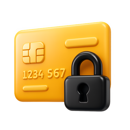 AI Secure Credit Card with Lock  3D Icon