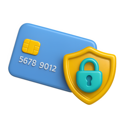 AI Secure Credit Card with Shield Lock  3D Icon