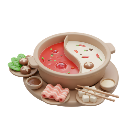 AI Sichuan hot pot set  3D Icon