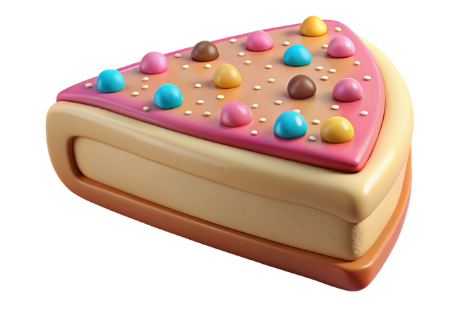 AI Slice of cake shaped like a toy box  3D Icon