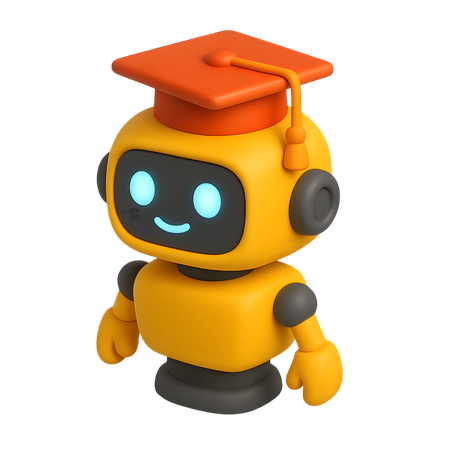 AI Smart AI Robot Graduate Education Learning Assistant  3D Icon
