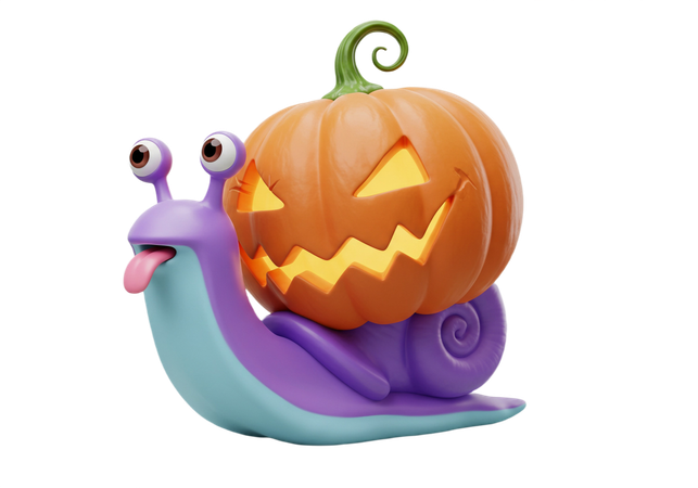 AI Snail carrying scary pumppkin  3D Icon