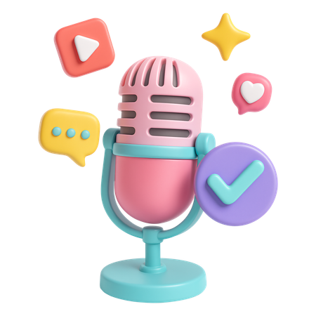 AI Social Media Microphone  3D Icon