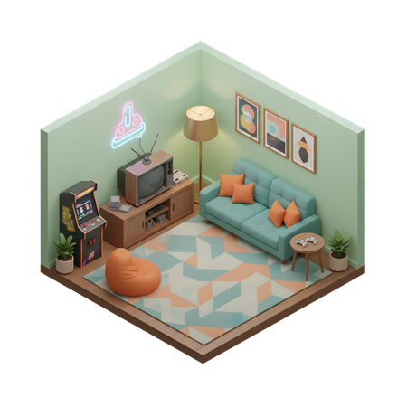 AI Sous-sol de jeux rétro  Image IA