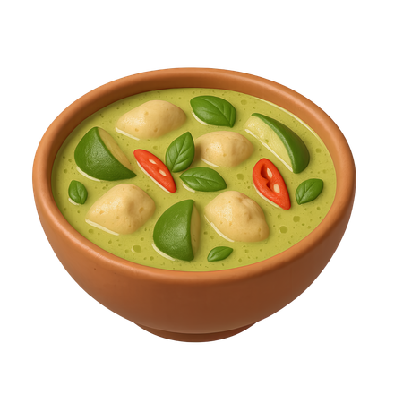 AI Spicy curry soup with vegetables in bowl  3D Icon