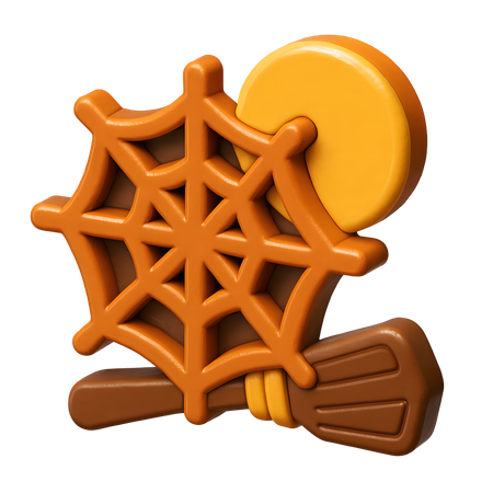AI Spider web with moon 3D Icon