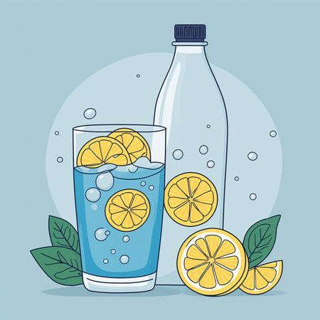 AI Sprudelndes Sprudelwasser mit Zitronenscheiben  Bild