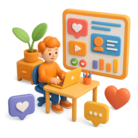 AI Startup Social Media Management  3D Illustration