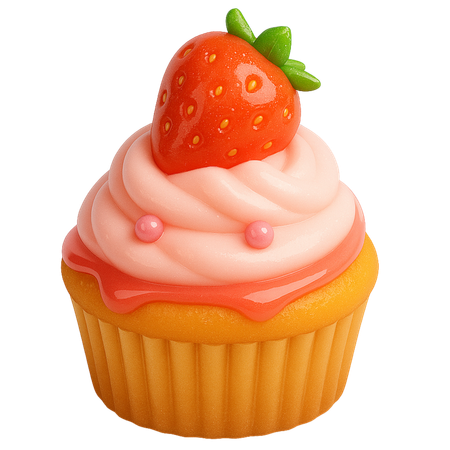 AI Strawberry muffin  3D Icon