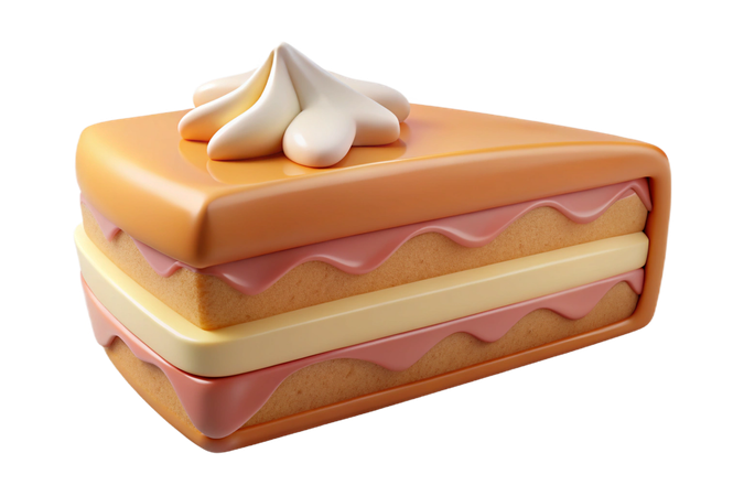 AI Stylized layered cake with creamy frosting on top  3D Icon