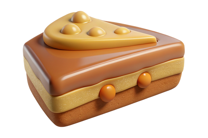 AI Stylized slice of layered cake with cheese topping  3D Icon