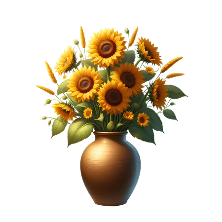 AI Sunflower vase  3D Icon