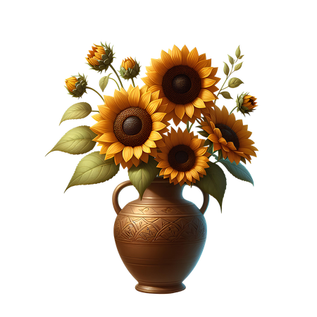 AI Sunflower vase  3D Icon