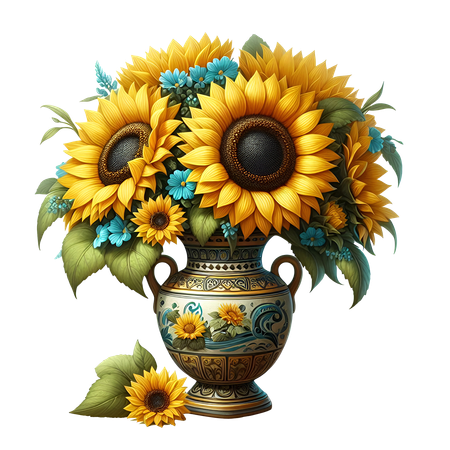 AI Sunflower vase  3D Icon